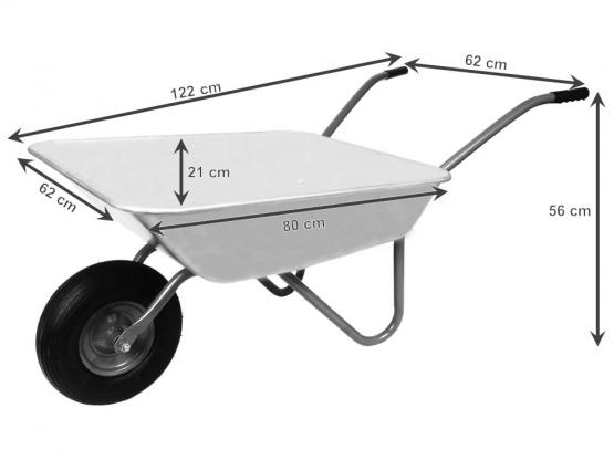 Przeznaczona do pracy w ogrodzie, na działce, na budowie. Niezastąpiona przy przewożeniu różnego rodzaju materiałów takich jak ziemia, gruz, kamienie, worki z nawozem, skoszona trawa itp.