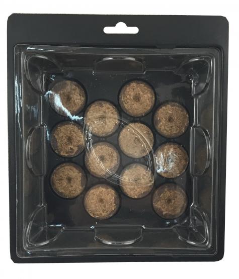 EDA8549 Zestaw zawiera 12 krążków torfowych, które są idealnym podłożem pod wysiew nasion. Pęcznieją po namoczeniu wodą.