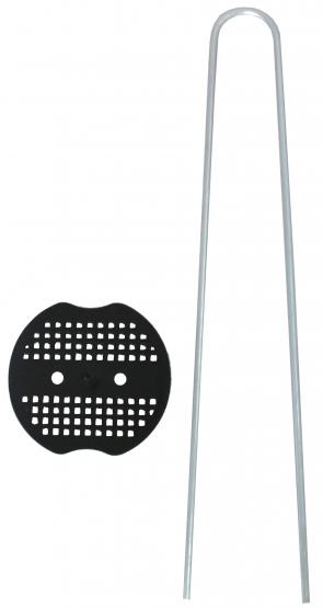 Metalowe szpilki z plastikowymi stoperami można używać do mocowania agrowłókniny, geowłókniny lub folii ogrodowej w celu zabezpieczenia upraw przed wiatrem, szkodnikami lub chwastami. Stabilnie przytrzymują materiał do podłoża.