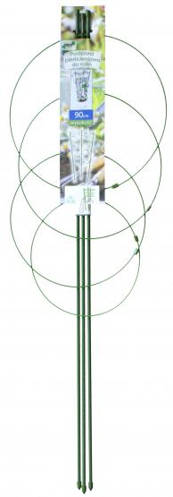 Podpora pierścieniowa z trzema tyczkami i czterema pierścieniami to świetna pozycja do roślin doniczkowych i na rabaty. Stelaż metalowy, pokryty tworzywem sztucznym - wytrzymałe, eleganckie i estetyczne.  
