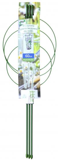 Podpora pierścieniowa z trzema tyczkami i czterema pierścieniami to świetna pozycja do roślin doniczkowych i na rabaty. Stelaż metalowy, pokryty tworzywem sztucznym - wytrzymałe, eleganckie i estetyczne.  