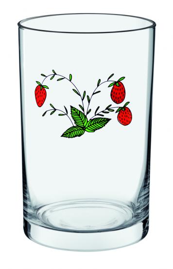 Urocza szklanka Popularna z motywem poziomki, nawiązująca stylem do epoki PRL'u. Wytrzymałe szkło marki Krosno zapewnia długą żywotność i funkcjonalność szklanki.