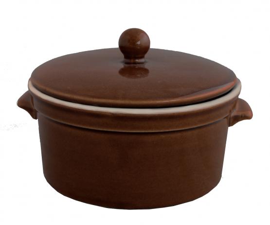 GARNEK CERAMICZNY Z POKRYWĄ 0,5L BRĄZ