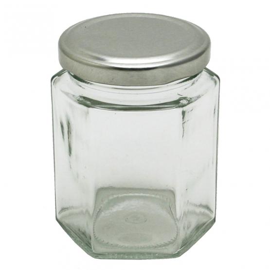 Słoik sześciokątny z metalową zakrętką 180 ml