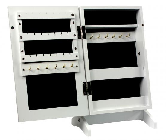 SZAFKA NA BIŻUTERIĘ Z LUSTREM CZARNA 21 x 15 x 35 cm