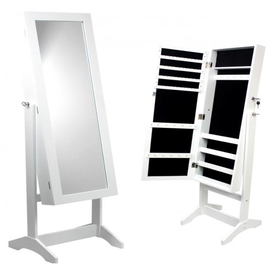 SZAFKA NA BIŻUTERIĘ Z LUSTREM BIAŁA