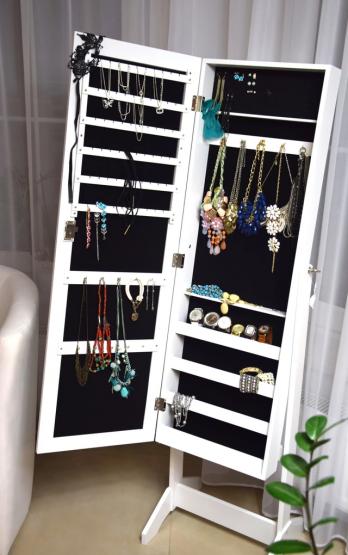 SZAFKA NA BIŻUTERIĘ Z LUSTREM BIAŁA