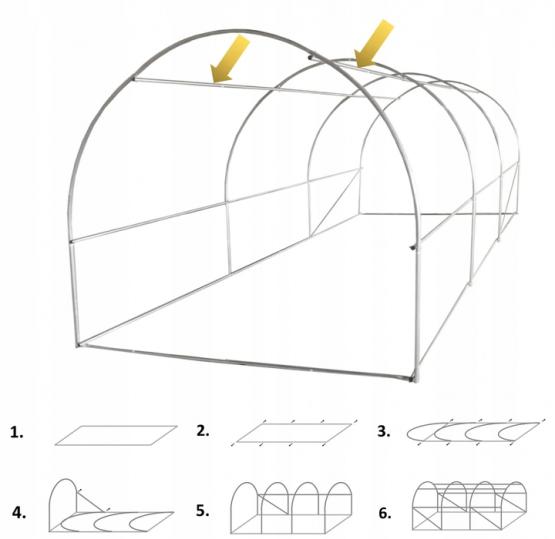 STELAŻ TUNELU OGRODOWEGO 3 SEGMENTOWEGO 4 x 2,5m