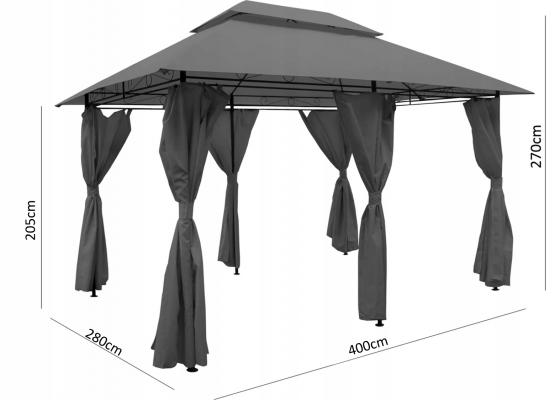 ALTANA PAWILON OGRODOWY SZARY 3X4M 3x4xH2.6m ALTANA PAWILON OGRODOWY SZARY 3X4M 3x4xH2.6m