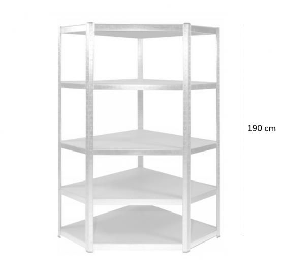 REGAŁ NAROŻNY 5 POZIOMOWY 180 x 90 x 30 CM UDŹWIG PÓŁKI: 175 KG