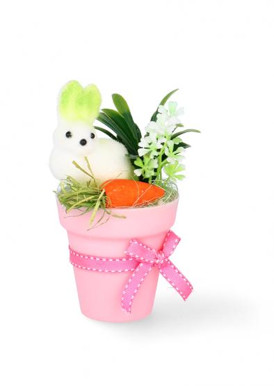 SUN1119_1 OZDOBA WIELKANOCNA - ZAJĄCZEK W DONICZCE 7 x 14 cm