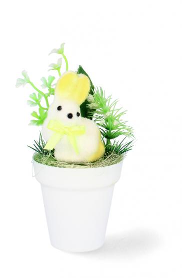 SUN1119_1 OZDOBA WIELKANOCNA - ZAJĄCZEK W DONICZCE 7 x 14 cm