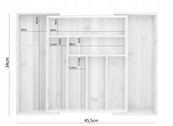 ORGANIZER-NA-SZTUCCE-PRZYBORY-ROZSUWANY-WKLAD-DUZY-Marka-CookLine ORGANIZER NA SZTUĆCE DO SZUFLADY ROZSUWANY 45x33,5x5cm