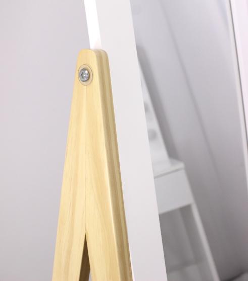 LUSTRO STOJĄCE PÓŁKA DREWNIANE 149CM W RAMIE BIAŁE