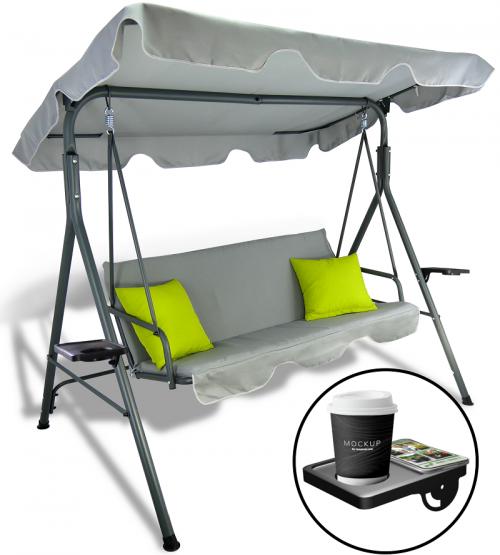 HUŚTAWKA OGRODOWA A-TYPE 170 x 110 x 153 cm SZARA