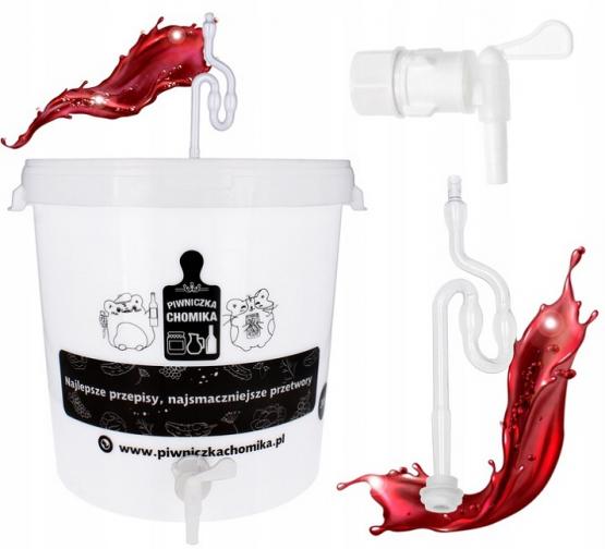 POJEMNIK FERMENTACYJNY 30L Z POKRYWĄ, KRANIKIEM, RURKĄ I USZCZELKĄ 