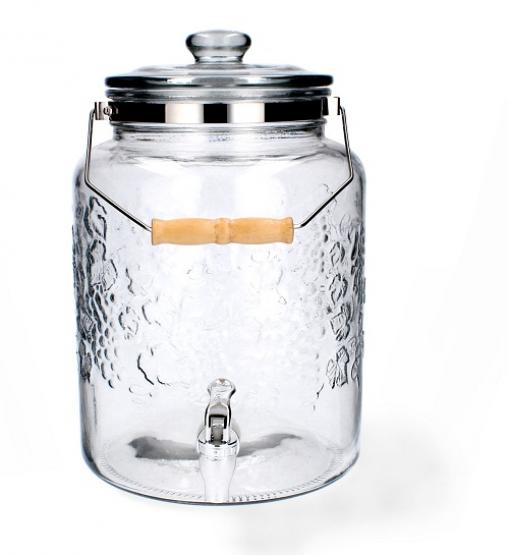 SŁÓJ 8 L Z SZKLANĄ POKRYWĄ I KRANIKIEM