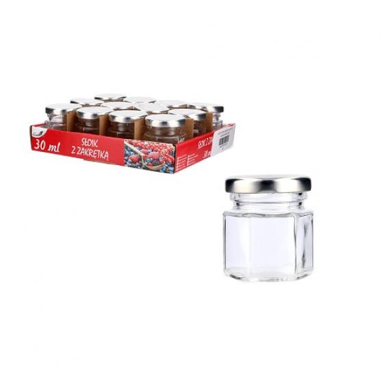 SŁOIK  30 ML SZEŚCIOKĄTNY Z ZAKRĘTKĄ METALOWĄ 