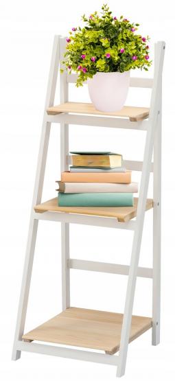 REGAŁ DRABINKOWY JASNY BRĄZ Z BIAŁĄ RAMĄ Z 3 PÓŁKAMI 41 x 39 x 109 CM *4652