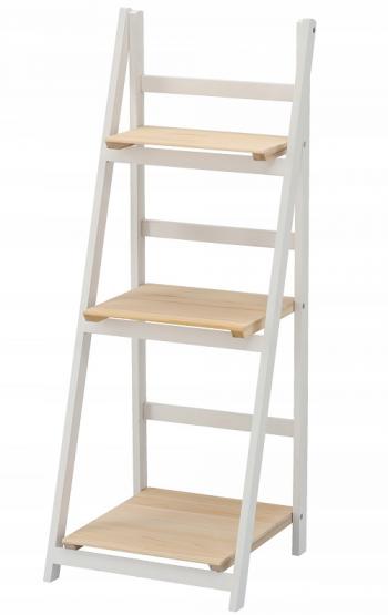 REGAŁ DRABINKOWY JASNY BRĄZ Z BIAŁĄ RAMĄ Z 3 PÓŁKAMI 41 x 39 x 109 CM *4652