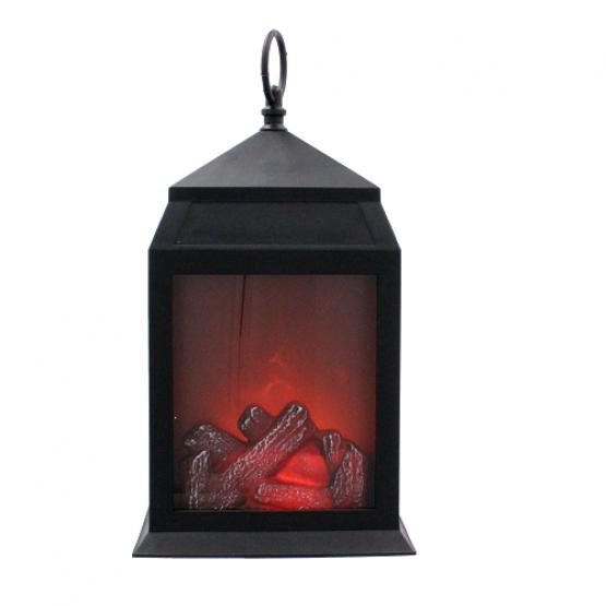 LAMPION LED Z EFEKTEM KOMINKA 160x140x270 mm CZARNY *6564