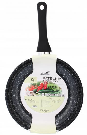 PATELNIA ALUMINIOWA 22 CM 2,3 MM Z POWŁOKĄ CERAMICZNĄ (INDUKCJA) *6399