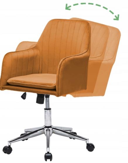FOTEL-KRZESLO-OBROTOWE-WELUR-BIUROWE-MUSZTARDOWE KRZESŁO OBROTOWE MUSZTARDOWE