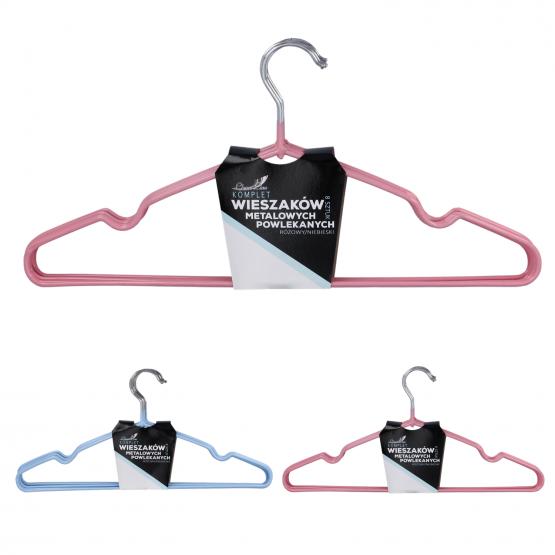 KPL. 8 WIESZAKÓW METALOWYCH POWLEKANYCH RÓŻOWY/NIEBIESKI