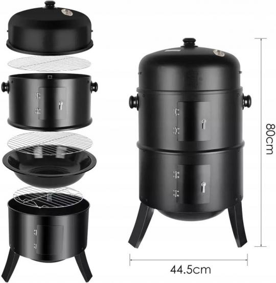 GRILL WIELOFUNKCYJNY 3 W 1 GRILL/WĘDZARNIA/PALENISKO 44 x 53 x 80 CM 