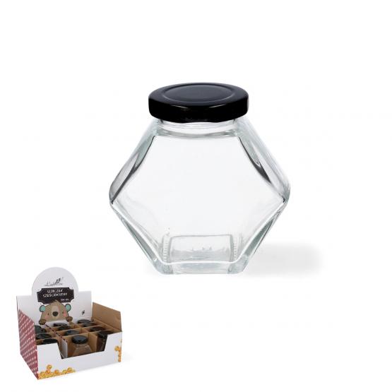 SŁOICZEK SZEŚCIOKĄTNY Z ZAKRĘTKĄ 280 ML DISPLAY=12szt 
