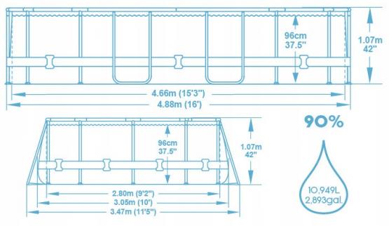 BASEN STELAŻOWY OWALNY RATTAN  4,88 x 3,05 x 1,07 M (BASEN, FILTR PIASKOWY, DRABINKA, POKRYWA, DOZOWNIK) 