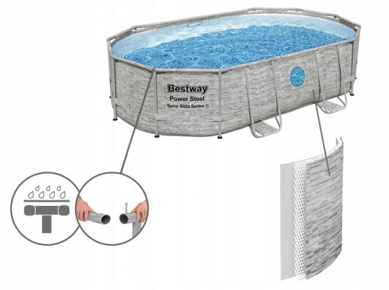 BASEN STELAŻOWY OWALNY RATTAN  4,88 x 3,05 x 1,07 M (BASEN, FILTR PIASKOWY, DRABINKA, POKRYWA, DOZOWNIK) 