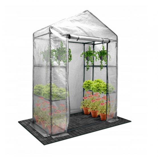 SZKLARNIA OGRODOWA Z PÓŁKAMI BIAŁA 140 x 73 x 200 CM 4 półki