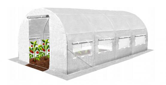 TUNEL FOLIOWY OGRODOWY 4 SEGMENTOWY BIAŁY 6 x 3 x 2 M 