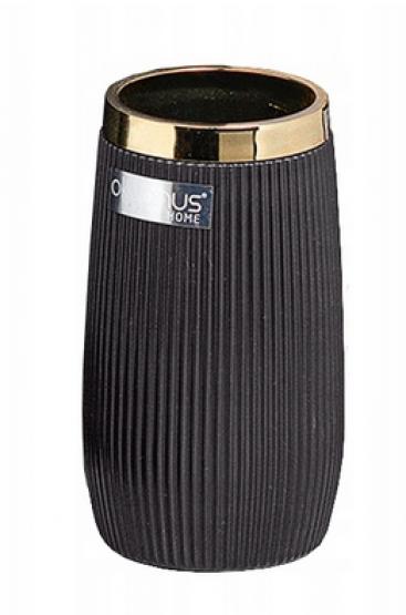 ZESTAW ŁAZIENKOWY OKRĄGŁY 5 ELEM. CZARNY / ZŁOTY