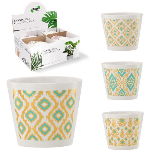 KOMPLET 4 DONICZEK CERAMICZNYCH 12,5 x 12,5 x 10,5cm MIX WZORÓW