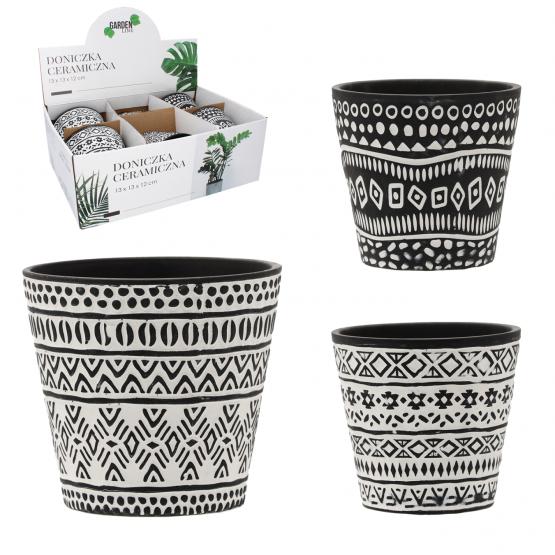 KOMPLET 6 DONICZEK CERAMICZNYCH 13 x 13 x 12cm MIX WZORÓW 