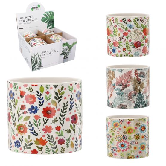 KOMPLET 4 DONICZEK CERAMICZNYCH 13 x 13 x 12cm MIX WZORÓW