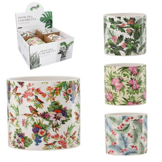 KOMPLET 4 DONICZEK CERAMICZNYCH 13 x 13 x 12cm MIX WZORÓW