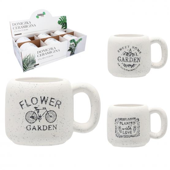 KOMPLET 6 DONICZEK CERAMICZNYCH 17 x 12 x 11,5cm MIX WZORÓW 