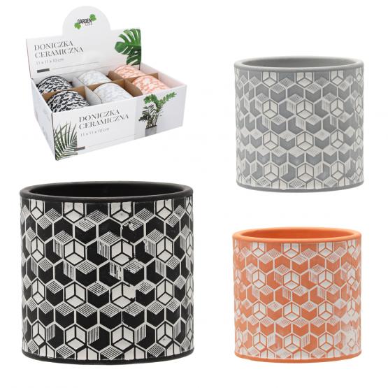 KOMPLET 6 DONICZEK CERAMICZNYCH 11 x 11 x 10cm MIX WZORÓW
