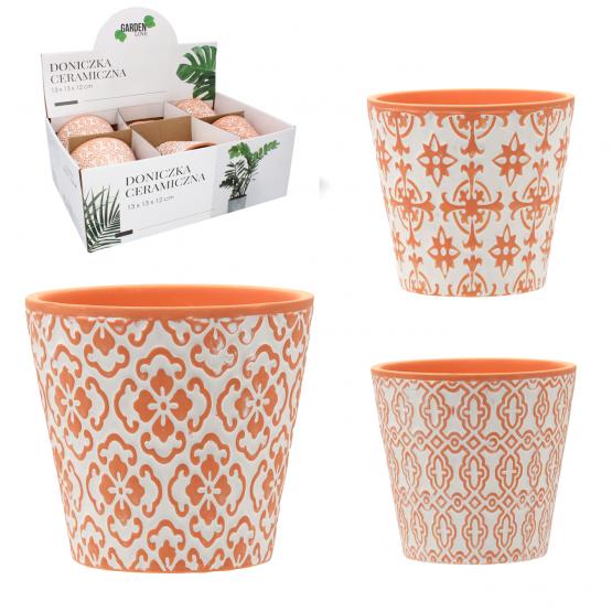 KOMPLET 6 DONICZEK CERAMICZNYCH 13 x 13 x 12cm MIX WZORÓW