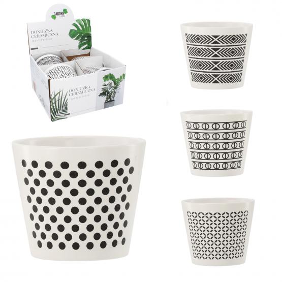 KOMPLET 4 DONICZEK CERAMICZNYCH 12,5 x 12,5 x 10,5cm MIX WZORÓW 