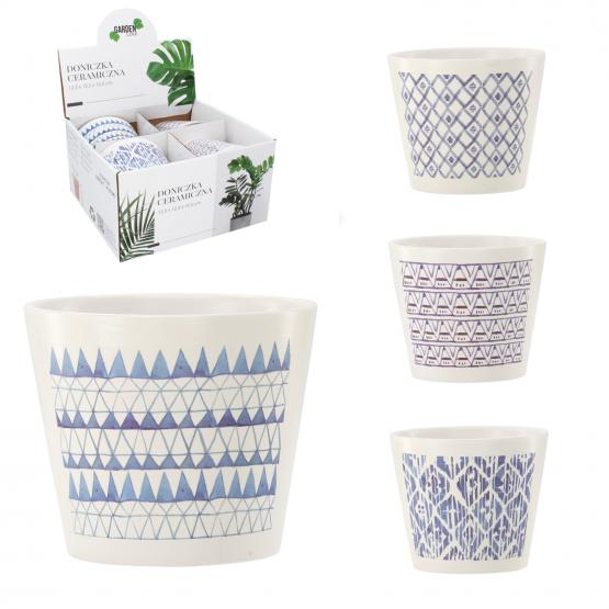 KOMPLET 4 DONICZEK CERAMICZNYCH 12,5 x 12,5 x 10,5cm MIX WZORÓW