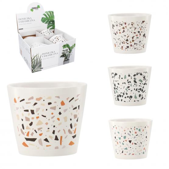 KOMPLET 4 DONICZEK CERAMICZNYCH 12,5 x 12,5 x 10,5cm MIX WZORÓW