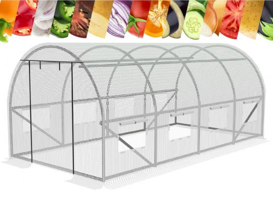 TUNEL FOLIOWY OGRODOWY 4 SEGMENTOWY BIAŁY 6 x 3 x 2 M 