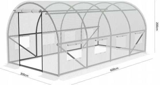 TUNEL FOLIOWY OGRODOWY 4 SEGMENTOWY BIAŁY 6 x 3 x 2 M 