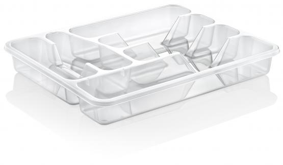 ŚREDNI  WKŁAD DO SZUFLADY NA SZTUĆCE TRANSPARENTNY 31x39x5,5CM