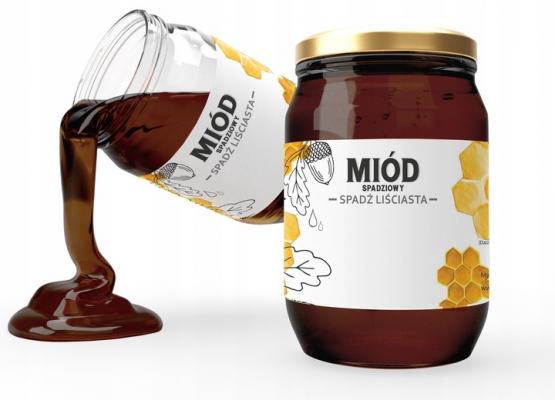 KPL. 100 ETYKIET MIÓD SPADZIOWY - SPADŹ LIŚCIASTA 154 x 60 MM