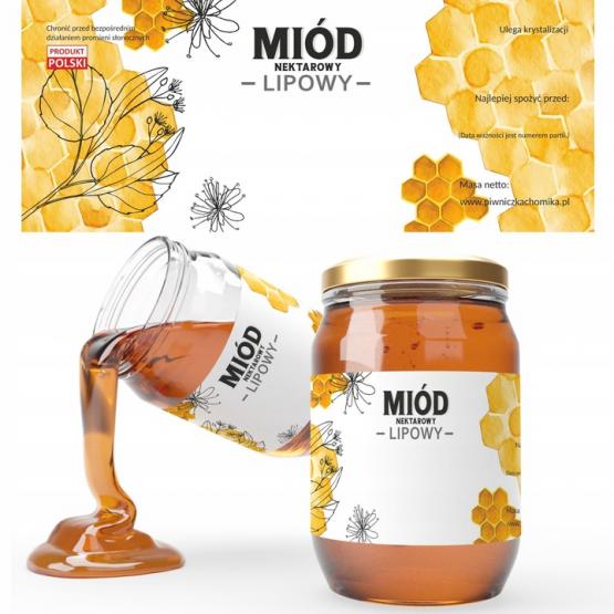 KPL. 100 ETYKIET MIÓD NEKTAROWY LIPOWY 154 x 60 MM